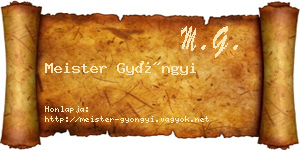 Meister Gyöngyi névjegykártya